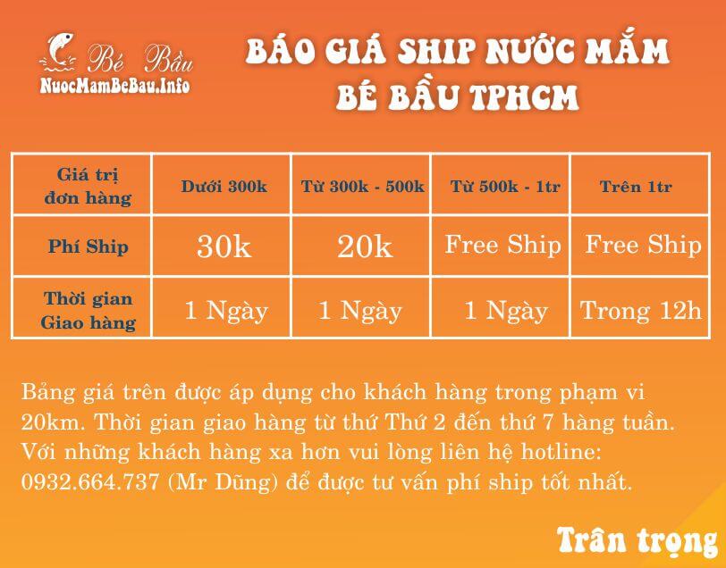 Phí ship nước mắm Bé Bầu